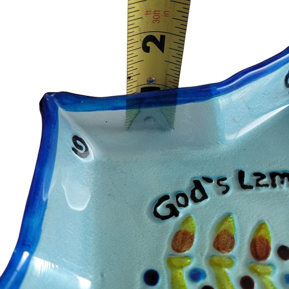Star Of David Glass Dish Celebrate Hanukkah Menorah God's Lamp Man's Light - Picture 8 of 10
